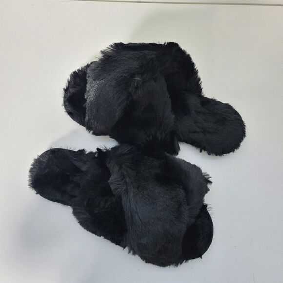 FamiPort Fuzzy Fur Cross-Band Cushioned Non-Slip indoor/outdoor slippers - Picture 7 of 14